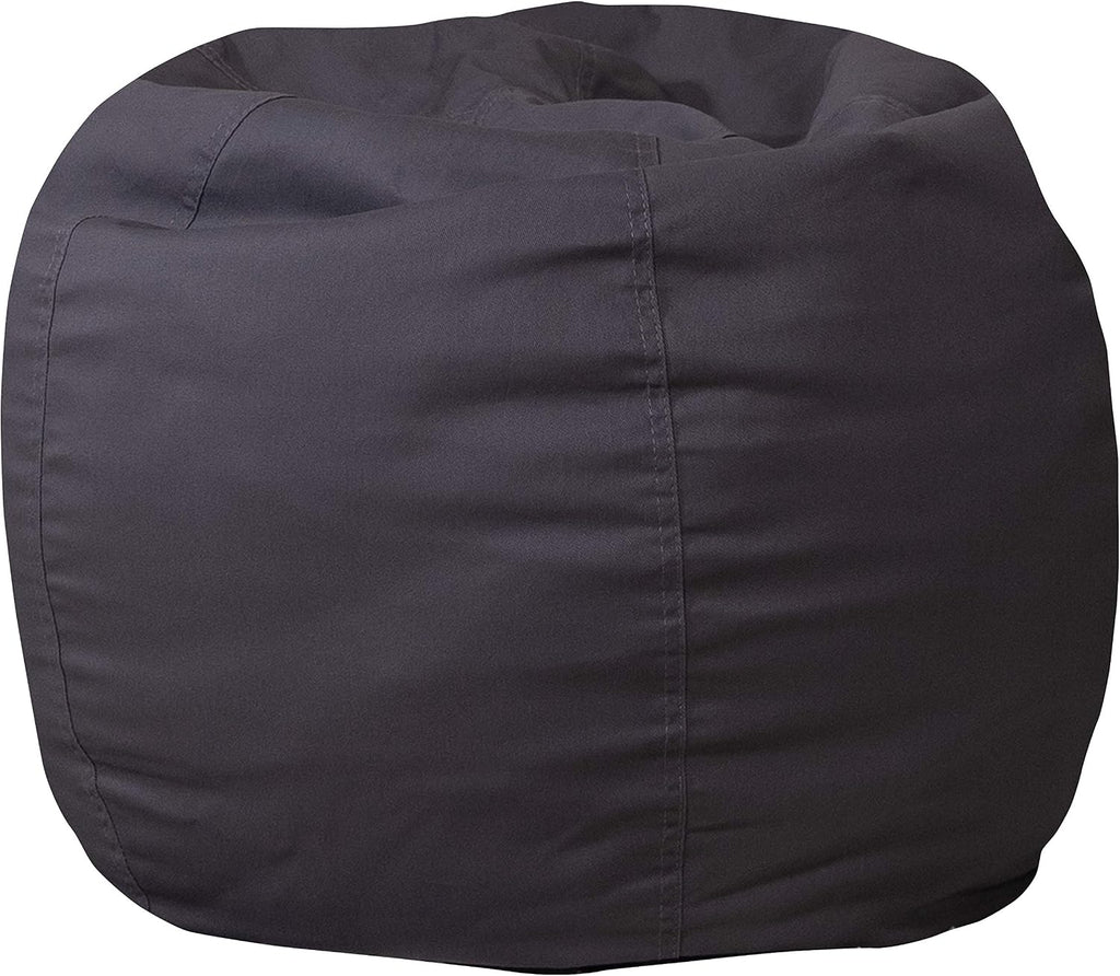 EMMA + OLIVER Small Solid Gray Bean Bag Chair for Kids and Teens