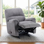 CANMOV Rocker Recliner Chair, Soft Fabric Manual Recliner Chair with Overstuffed Back and Arms, Single Sofa Nursery Rocking Chairs for Living Room, Grey