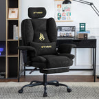 Symino Gaming Chair with Foot Rest, Unique Up/Down Armrests, PU Leather Ergonomic High Back Chair, 150° Recline Solid Color Computer Desk Chair, Black