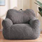 HUGHEAVEN Big Bean Bag Chair for Adults, Giant Oversized Bean Bag Couch, Comfy Reading Chair with Armrests, Soft Cozy Chair for Bedroom, Lounge Sofa for Gaming, Napping & Relaxing, Grey
