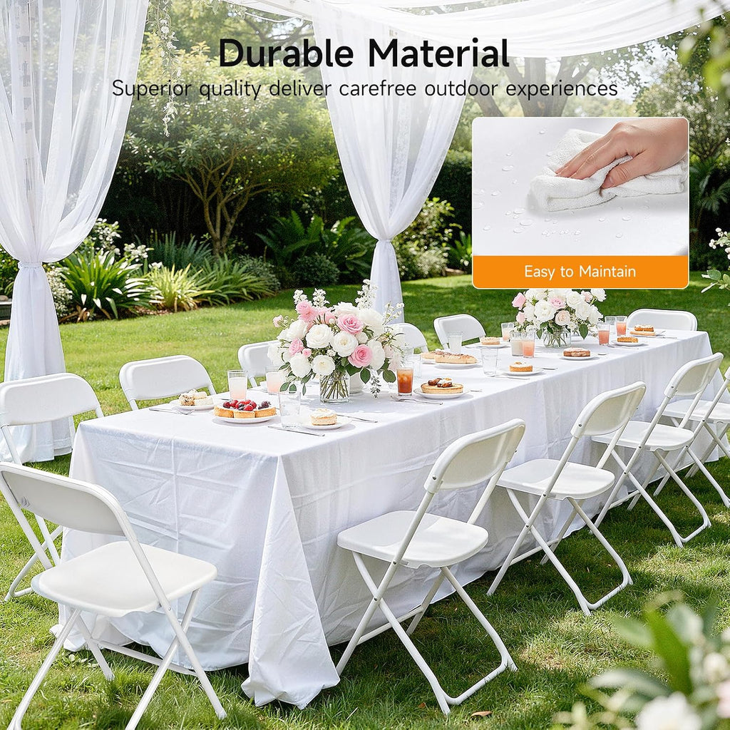 ONBRILL Folding Chairs 4 Pack, 550LBS Capacity Heavy Duty Plastic Folding Chairs with Reinforced Steel Frame, Portable Commercial Chair for Indoor and Outdoor, Wedding, Party, Office, White