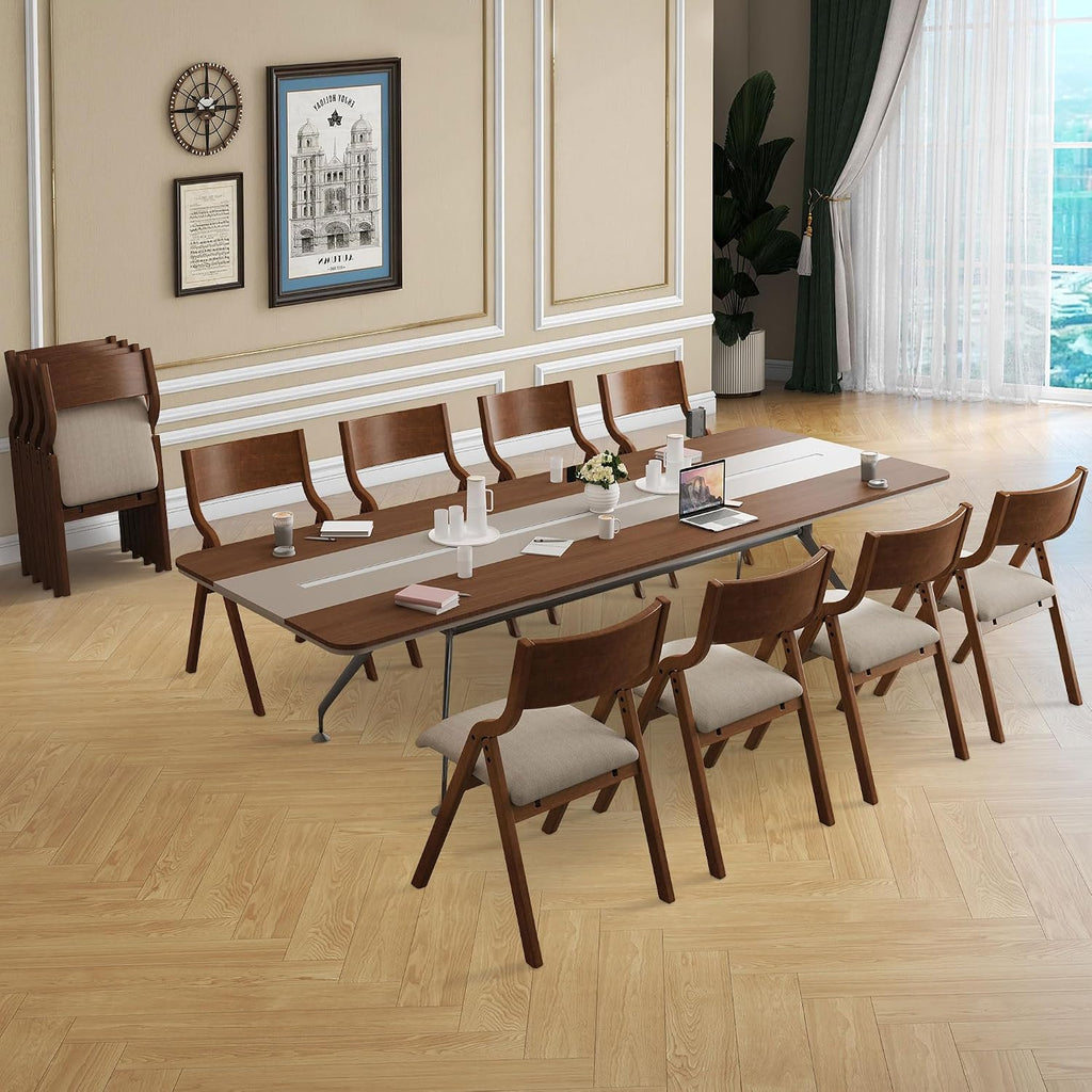Ball & Cast Folding Dining Chairs Set of 2,Portable Kitchen Chairs with Padded Cushions,Ergonomical Design,Foldable Wood Dining Chairs for Dining Room,Restaurant,Kitchen,Office,Indoor,Taupe+Walnut