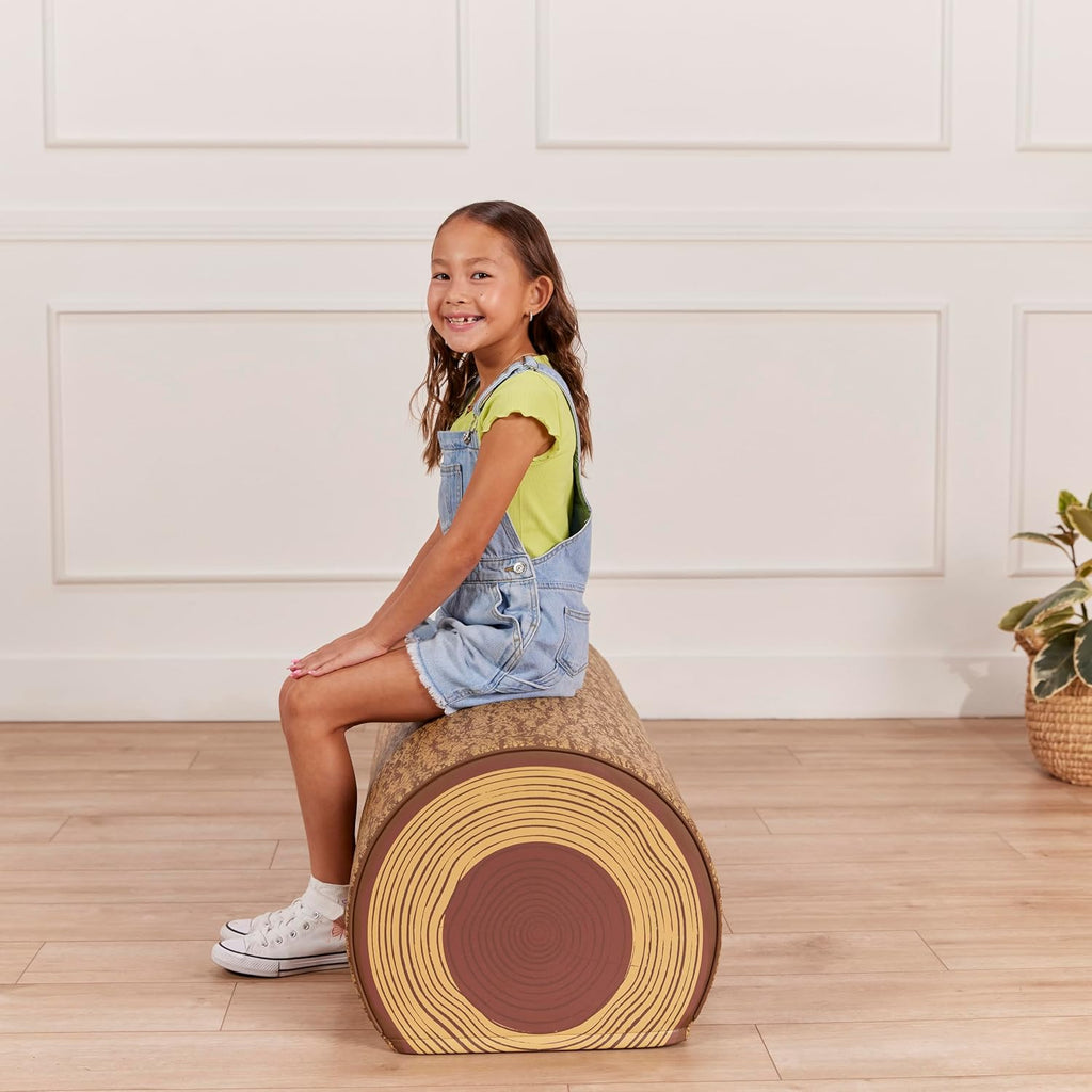 ECR4Kids SoftZone Tree Log Full Bench, 14in, Flexible Seating, Chocolate