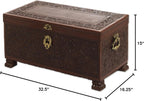 NOVICA Artisan Handmade Cedar and Leather Chest Brown Woodleather Peru Furniture Trunks Colonial 'Colonial Days'