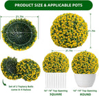 OUTLANE 17.7" Artificial Rose Topiary Balls, 2 PCS Yellow Faux Floral Spheres with Hanging Chains & Zip Ties, Large Fake Flower Balls for Outdoor Porch, Patio, Indoor Wedding Decor