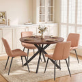 Modern Dining Chairs Set of 4, Faux Leather Modern Mid-Century Kitchen Chairs with Ergonomic Backrest & Heavy Duty X-Shape Base Metal Legs, Kitchen Chairs for Home Cafe,Brown