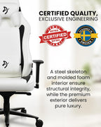 Arozzi Vernazza Gaming Chair XL - Soft PU Gaming Chairs for Adults Adjustable Height, Large Spacious Seat & Backrest with Support Pillows - Swedish Design Home Office Computer Chairs, White