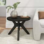 Plank+Beam Cross Leg Verso End Table, 24 Inch Wood End Tables for Living Room, Round Center Table, Cocktail Table for Small Spaces, Black