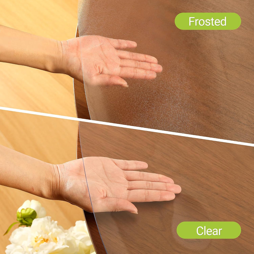 ETECHMART Clear Round Table Cover Protector 42'', 2.0mm Plastic Desk Mat | Waterproof , Non-Slip , Heat-Resistant, Anti-Scratch , Transparent PVC Table Pad for Dining Table Kitchen Office Desk Dresser