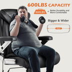 600LBS Large Big and Tall Office Chair, Heavy Duty Wide Ergonomic Gaming Office Chair with 5D Flip Arms, Comfy PU Leather Executive Office Desk Chair, Extra Wide Padded Seat, Adjustable Lumbar