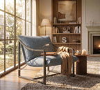 GarveeHome Sling Accent Chair, Mid Century Modern Chair, Sturdy Metal Frame with Removable Cushion, Comfortable Armchair for Living Room, Bedroom, or Reading Nook, Gray