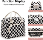 Lunch Bag Women Lunch Box for Women Adult Cute Insulated Lunch Bag Lager Cooler Lunch Tote Bags for Work Picnic (Black-White Plaid)
