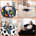 2.5 Ft Soccer Bean Bag Chair for Kids with Memory Foam Filling, Bean Bag Chair with Soft Velvet Cover, Bean Bag Sofa Couch for Living Room, Birthday Gift for Boys Girls, X-Large
