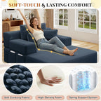 Boneless Chaise Lounge Chair Indoor, 60" Oversized Sleeper Couches W/Foldable Armrest Cloud Corduroy Upholstered Reading Chairs Floor Sofa Bed for Living Room No Assembly, Blue