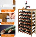 VASMIA 42 Bottles Bamboo Wine Rack,7-Tier Wine Rack Freestanding Floor with Table Top, Wine Storage Shelf for Kitchen Dining Room Bar,Walnut