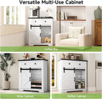 Real Relax Coffee Bar Cabinet, Farmhouse Sideboard Buffet Cabinets with Storage, Wine Glass Rack, Sliding Barn Door, Buffet Table for Kitchen, Dining Room, Entryway, White