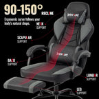 Big and Tall Gaming Chair 350lb, Ergonomic Computer Chair with 2-Point Lumbar Vibration Massage, Breathable PU Backrest, Footrest, Multiple Colors for Adults Kids Gaming Office（Grey）