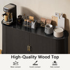 TAVATA Sideboard Buffet Cabinet with Storage, 55" Fluted Storage Cabinet with Tambour Sliding Doors, Wood Coffee Bar Console Table for Living Room Hallway Entryway (Black)