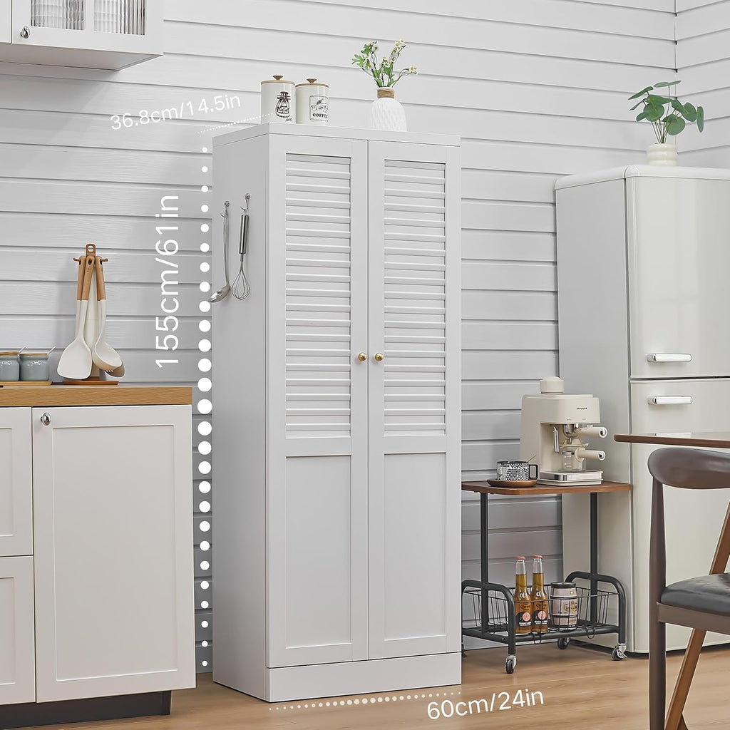 61'' Metal Pantry Cabinet with 4 Adjustable Shelves, Freestanding Steel Storage Cabinet for Kitchen & Home