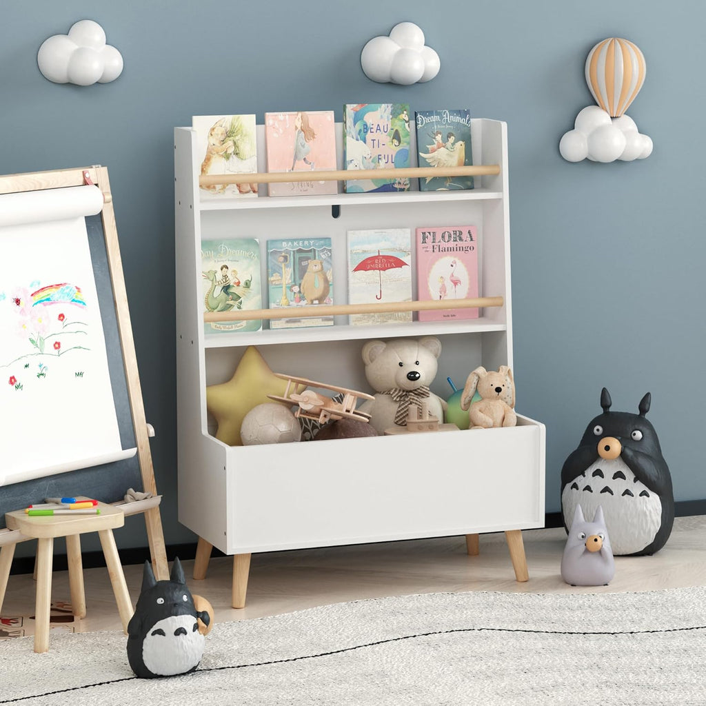 Bookshelf, Book and Magazine Rack, Book Organizer, Toy Storage Cabinet Organizer, White