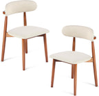 Solid Wood Dining Chair Set of 2, Breathable Fabric Upholstered Kitchen Chairs, Modern Farmhouse Style, Ergonomic Backrest, Rebound Sponge