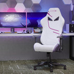 KORNOX Ergonomic Gaming Chair Fabric for Adults,Office Chair High Back,Game Chair Cloth Height Adjustable for Teens,Game Chair Racing with Headrest and Lumbar Support for Girl,White and Purple
