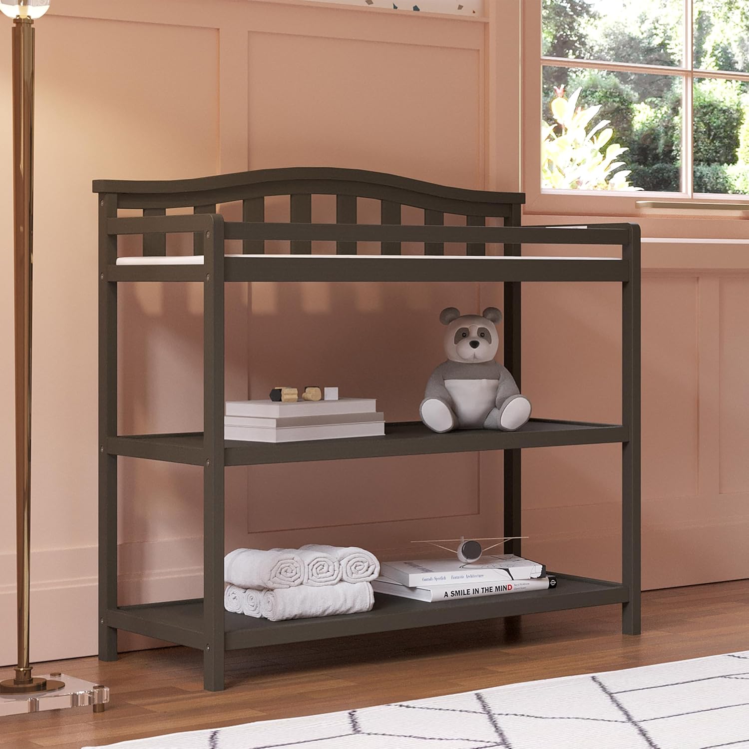Child Craft Hampton Arch Top Crib, Changing Table, and Cozy Glider Nursery Set, 3-Piece, Includes 4-in-1 Convertible Crib, Changing Table, and Cozy Glider, Grows with Your Baby (Dapper Gray)