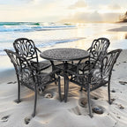 Outdoor Dining Chairs Cast Aluminum, Patio Dining Chairs Set of 2, Conversation Furniture Set for Backyard, Black