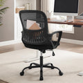 Home Office Desk Chair, Ergonomic Mid-Back Mesh Computer Task Chair with Comfortable Lumbar Support, Height Adjustable Swivel with Fixed Armrest for Adults, Student, Black