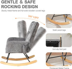 Rocking Chair Nursery with Airbag, Comfy Nursery Rocking Reading Chair Indoor, Cozy Upholstered Glider Rocker Chairs for Living Room Bedroom Offices, Sillas Mecedoras(Chenille, Dark Grey)