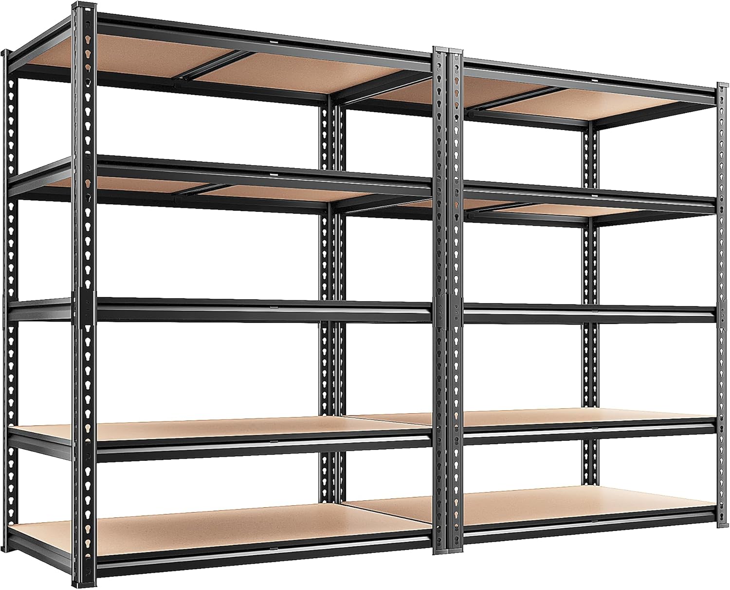 REIBII 2400LBS Garage Shelving 5 Tier Storage Shelves Heavy Duty, Adjustable Metal Shelving Unit,Garage Shelves for Basement,Warehouse,Pantry,Closet,Kitchen 72" H x 35.55" W x 16" D,2 Pack | Heavy Duty
