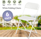 Folding Chairs 6 Pack,Durable Black Folding Chairs, Heavy-Duty Plastic Folding Chairs for Indoor/Outdoor Use - Ideal for Events Parties Extra Seating Solutions 350lbs Capacity (White, 6 Pack)