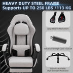 Gaming Chair for Adults, Fabric Gaming Chair with Footrest and Pocket Spring Cushion, Ergonomic Gamer Chair with Lumbar Support, Reclining Computer Gaming Chair with High Back, Grey
