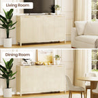 Fluted Buffet Cabinet with Storage, 55" Sideboard Cabinet with 4 Doors, Modern Credenza Accent Console Cabinet Coffee Bar Table for Living Room Dining Room Hallway, Natural