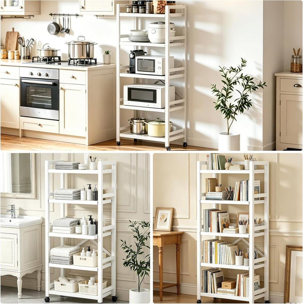 Kitchen Shelf 5 Tiers Metal Kitchen Bakers Rack Microwave Stand with Storage Cabinet Kitchen Shelves Kitchen Rack for Spices,Pots,Kitchen Rack for Kitchen, Entryway, Living Room