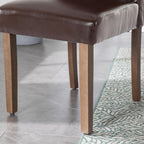 Upholstered Dining Chair Stylish Parsons Kitchen High Back with Silver Nailhead Trim & Wood Legs, 4-Pack, PU Dark Brown