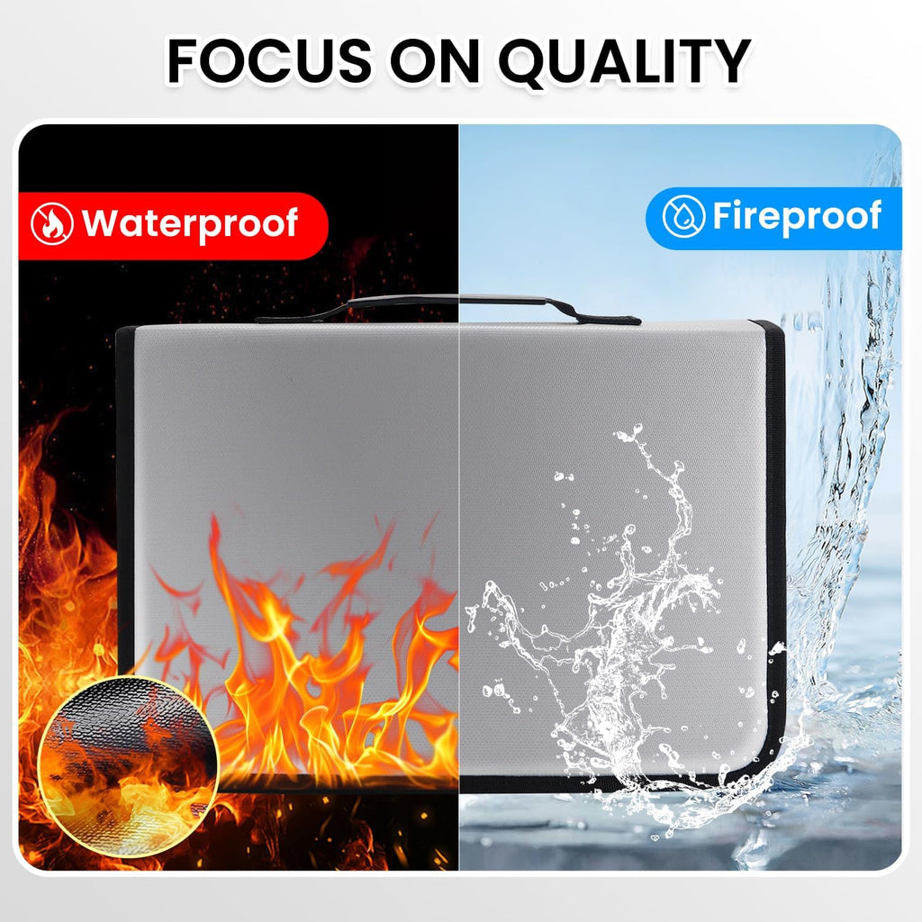 Zippered Case, Portable Organizer With Handle, Waterproof & Fireproof Binder With 54 Hooks and Tags, Key Box for Estate Sales, Hotel Executives, Landlord (Silvery)