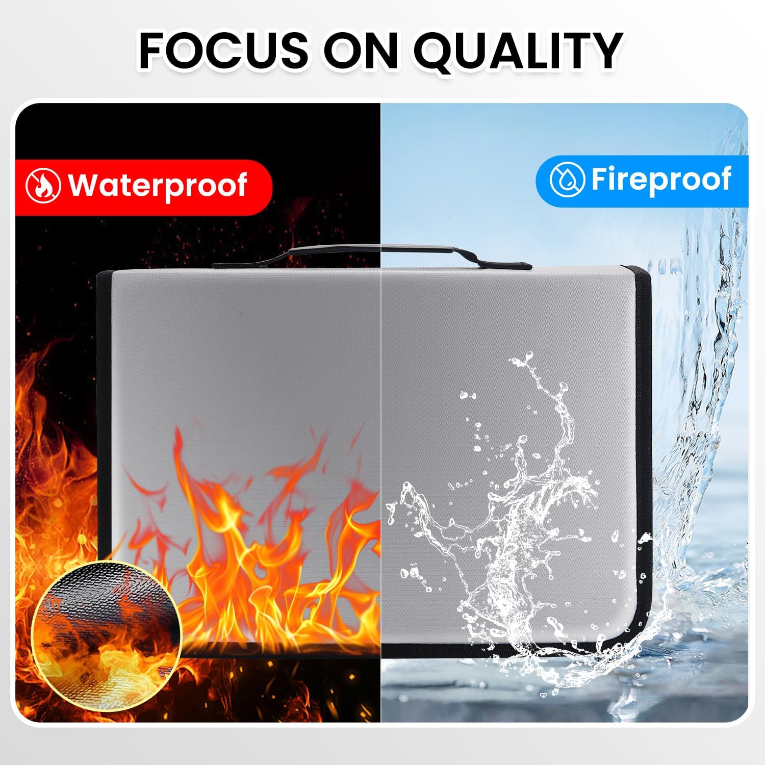 Zippered Case, Portable Organizer With Handle, Waterproof & Fireproof Binder With 54 Hooks and Tags, Key Box for Estate Sales, Hotel Executives, Landlord (Silvery)