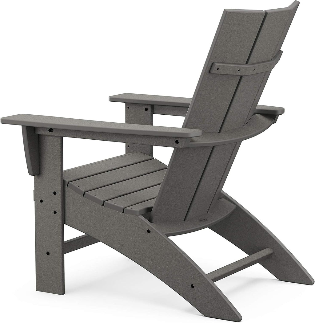 POLYWOOD Modern Curveback Adirondack Chair, HDPE Outdoor Patio Furniture, Fade-Proof Fire Pit Deck Garden Chair, Adult Size, Made in USA