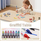 GITAWUSA Adjustable Kids Table, Arts and Crafts Child Table with Graffiti Desktop, 7 Level Height Adjustable Children Table for Ages 3-8, Easy to Wipe Toddler Desk for Classrooms/Daycares/Homes