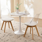 23.6" Round Dining Table for 2-4 Modern Circle Tulip Table with Metal Tulip Pedestal Base for Kitchen Dining Living Room Apartment Small Space Cafe, White