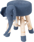 Animal Ottoman Stool, Kids Foot Stool, Polyester Elephant Footrest, Portable Small Seat for Children, Solid Pine Wood Legs, Bedroom Playroom Nursery Decor