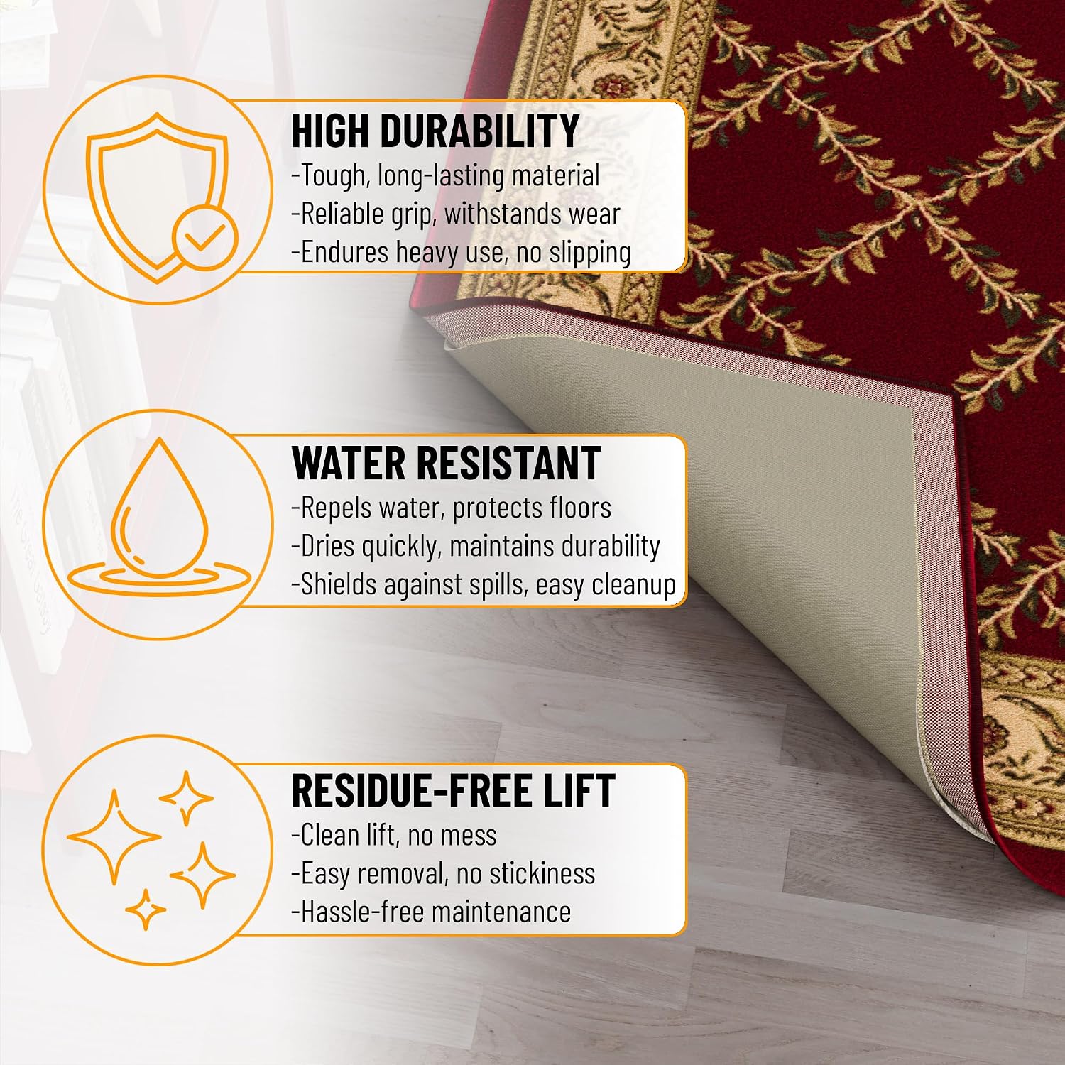 Ottomanson Non Slip Rug Pad Grip 3x9 1/8 Thick, Protection for Any Flooring Surface, Keep Your Runner Rug and Area Rugs in Place, 2'7" x 9', Beige