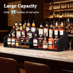 FAVOOSTY 5 Tier Countertop Liquor Bottle Display Shelf Organizer, Retro Tabletop Wine Rack Stand, Multi-Purpose Storage Holder for Whiskey, Spirits, Coffee Syrup, Mini Home Bar & Liquor Cabinet,Black