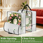 BlessedSeason Wreath Storage Container, 93L Large Clear Christmas Storage Bags for 24 to 30 Inch Artificial Garland, Holiday Decoration Organizer with Sturdy Zippers, Moving Bag for Home (5-Pack)