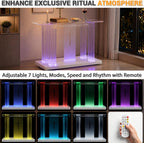 Clear Acrylic Holy Communion Table, Church Altar Table with LED Color Changing Lights & Remote Control, Mobile Worship Table with 4 Swivel Casters , Engraved Cross & Scripture for Church & Home Use