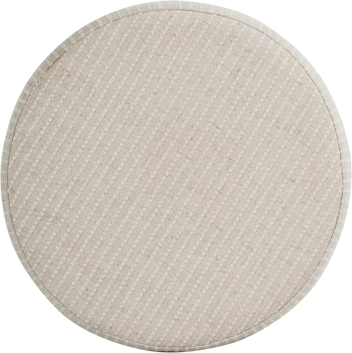 Homepop Home Decor | Upholstered Round Storage Ottoman | Ottoman with Storage for Living Room & Bedroom, White Woven Stripe