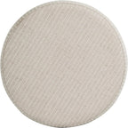 Homepop Home Decor | Upholstered Round Storage Ottoman | Ottoman with Storage for Living Room & Bedroom, White Woven Stripe