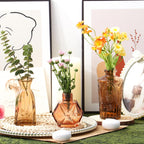 Set of 30 Amber Glass Bud Vases in Bulk,Small Centerpieces Vases for Wedding Centerpieces,Mini Glass Vintage Vase Flower Vases for Table Decor