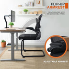 CLATINA Office Guest Chair no Wheels with Lumbar Support and Flip-up Armrest Mid Back Mesh Space Air Grid Series Sled Base for Reception Conference Room Black Set of 8